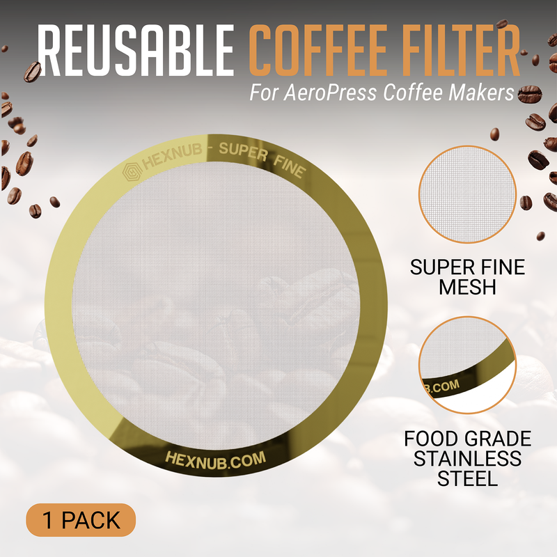 Reusable Metal Filter for AeroPress Coffee Makers - Gold