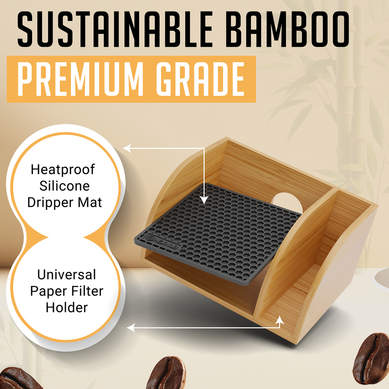 Bamboo Caddy for Chemex, Bodum & Cosori Coffee Makers